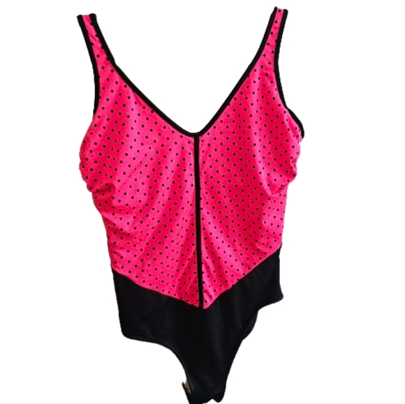 The Slim Suit Other - The Slim Suit Pink and Black Polka Dot Women's Swimsuit
